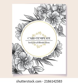 Vintage delicate greeting invitation card template design with flowers for wedding, marriage, bridal, birthday, Valentine's day. Romantic vector illustration.