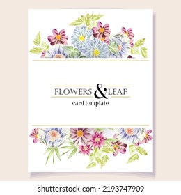 Vintage delicate greeting invitation card template design with flowers for wedding, marriage, bridal, birthday, Valentine's day. Romantic vector illustration.