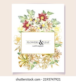 Vintage delicate greeting invitation card template design with flowers for wedding, marriage, bridal, birthday, Valentine's day. Romantic vector illustration.
