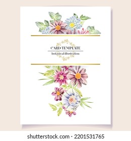 Vintage delicate greeting invitation card template design with flowers for wedding, marriage, bridal, birthday, Valentine's day. Romantic vector illustration.