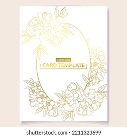 Vintage delicate greeting invitation card template design with flowers for wedding, marriage, bridal, birthday, Valentine's day. Romantic vector illustration.