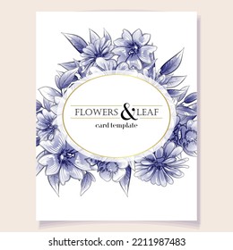 Vintage delicate greeting invitation card template design with flowers for wedding, marriage, bridal, birthday, Valentine's day. Romantic vector illustration.