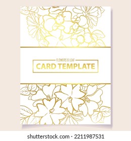 Vintage delicate greeting invitation card template design with flowers for wedding, marriage, bridal, birthday, Valentine's day. Romantic vector illustration.