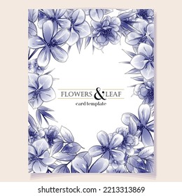 Vintage delicate greeting invitation card template design with flowers for wedding, marriage, bridal, birthday, Valentine's day. Romantic vector illustration.
