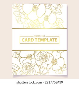 Vintage delicate greeting invitation card template design with flowers for wedding, marriage, bridal, birthday, Valentine's day. Romantic vector illustration.