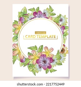 Vintage delicate greeting invitation card template design with flowers for wedding, marriage, bridal, birthday, Valentine's day. Romantic vector illustration.