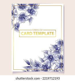 Vintage delicate greeting invitation card template design with flowers for wedding, marriage, bridal, birthday, Valentine's day. Romantic vector illustration.