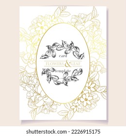 Vintage delicate greeting invitation card template design with flowers for wedding, marriage, bridal, birthday, Valentine's day. Romantic vector illustration.
