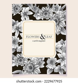 
Vintage delicate greeting invitation card template design with flowers for wedding, marriage, bridal, birthday, Valentine's day. Romantic vector illustration.
