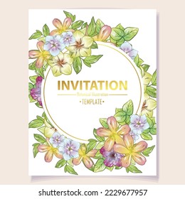 
Vintage delicate greeting invitation card template design with flowers for wedding, marriage, bridal, birthday, Valentine's day. Romantic vector illustration.