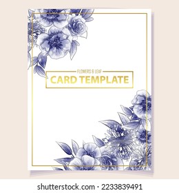 Vintage delicate greeting invitation card template design with flowers for wedding, marriage, bridal, birthday, Valentine's day. Romantic vector illustration.