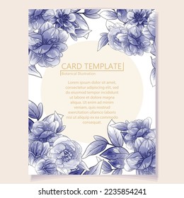 Vintage delicate greeting invitation card template design with flowers for wedding, marriage, bridal, birthday, Valentine's day. Romantic vector illustration.