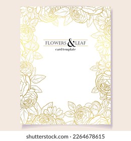 Vintage delicate greeting invitation card template design with flowers for wedding, marriage, bridal, birthday, Valentine's day. Romantic vector illustration.