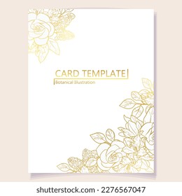 Vintage delicate greeting invitation card template design with flowers for wedding, marriage, bridal, birthday, Valentine's day. Romantic vector illustration.
