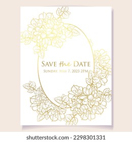 Vintage delicate greeting invitation card template design with flowers for wedding, marriage, bridal, birthday, Valentine's day. Romantic vector illustration.