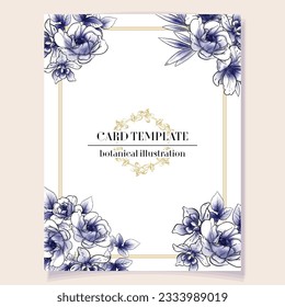 Vintage delicate greeting invitation card template design with flowers for wedding, marriage, bridal, birthday, Valentine's day. Romantic vector illustration.