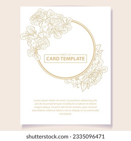 Vintage delicate greeting invitation card template design with flowers for wedding, marriage, bridal, birthday, Valentine's day. Romantic vector illustration.