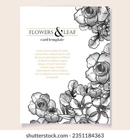 Vintage delicate greeting invitation card template design with flowers for wedding, marriage, bridal, birthday, Valentine's day. Romantic vector illustration.