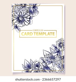 Vintage delicate greeting invitation card template design with flowers for wedding, marriage, bridal, birthday, Valentine's day. Romantic vector illustration.