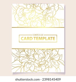 Vintage delicate greeting invitation card template design with flowers for wedding, marriage, bridal, birthday, Valentine's day. Romantic vector illustration.