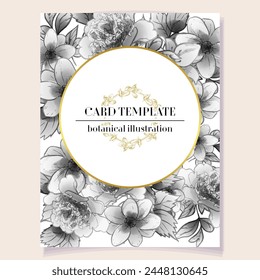Vintage delicate greeting invitation card template design with flowers for wedding, marriage, bridal, birthday, Valentine's day. Romantic vector illustration.