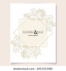 Vintage delicate greeting invitation card template design with flowers for wedding, marriage, bridal, birthday, Valentine's day. Romantic vector illustration.