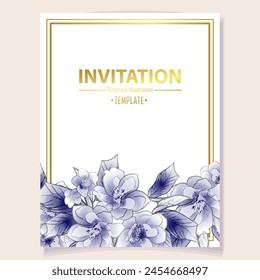 Vintage delicate greeting invitation card template design with flowers for wedding, marriage, bridal, birthday, Valentine's day. Romantic vector illustration.