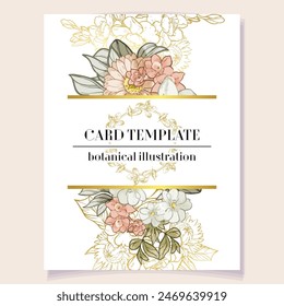 Vintage delicate greeting invitation card template design with flowers for wedding, marriage, bridal, birthday, Valentine's day. Romantic vector illustration.
