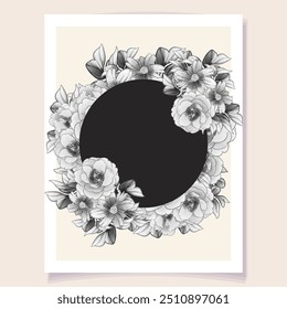 Vintage delicate greeting invitation card template design with flowers for wedding, marriage, bridal, birthday, Valentine's day.