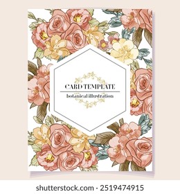 Vintage delicado cartão convite modelo design com flores para casamento, casamento, nupcial, aniversário, dia dos namorados. Ilustração vetorial romântica.