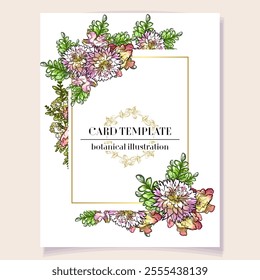 Vintage delicate greeting invitation card template design with flowers for wedding, marriage, bridal, birthday, Valentine's day. Romantic vector illustration.