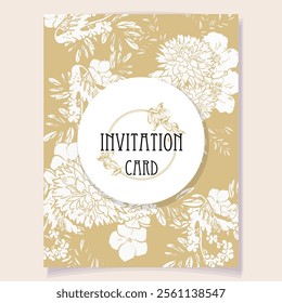 Vintage delicate greeting invitation card template design with flowers for wedding, marriage, bridal, birthday, Valentine's day. Romantic vector illustration.