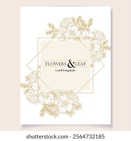 Vintage delicate greeting invitation card template design with flowers for wedding, marriage, bridal, birthday, Valentine's day. Romantic vector illustration.