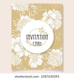Vintage delicate greeting invitation card template design with flowers for wedding, marriage, bridal, birthday, Valentine's day. Romantic vector illustration.