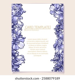 Vintage delicate greeting invitation card template design with flowers for wedding, marriage, bridal, birthday, Valentine's day. Romantic vector illustration.
