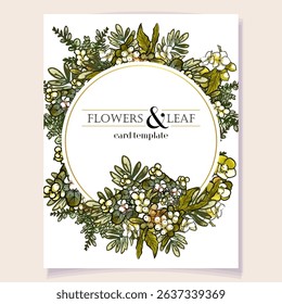Vintage delicate greeting invitation card template design with flowers for wedding, marriage, bridal, birthday, Valentine's day. Romantic vector illustration.