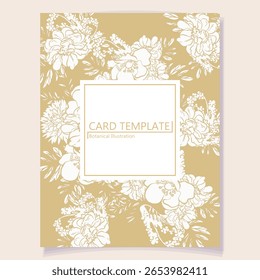 Vintage delicate greeting invitation card template design with flowers for wedding, marriage, bridal, birthday, Valentine's day. Romantic vector illustration.