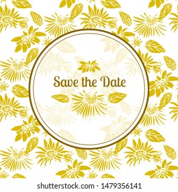 Vintage delicate greeting save the date card template design with flowers for wedding, marriage, bridal, birthday, Valentine's day. Romantic vector illustration.