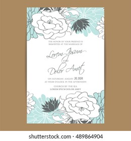 Vintage delicate invitation with beautiful flowers. Perfect as wedding invitation, greeting card, birthday card or party invitation.