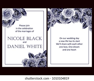 Vintage delicate invitation with flowers for wedding, marriage, bridal, birthday, Valentine's day