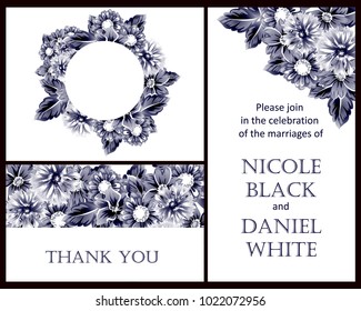 Vintage delicate invitation with flowers for wedding, marriage, bridal, birthday, Valentine's day. Romantic vector illustration.