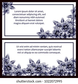 Vintage delicate invitation with flowers for wedding, marriage, bridal, birthday, Valentine's day. Romantic vector illustration.