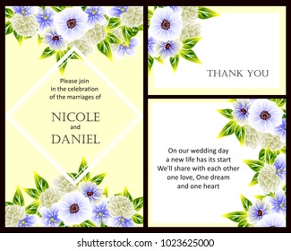 Vintage delicate invitation with flowers for wedding, marriage, bridal, birthday, Valentine's day. Romantic vector illustration.