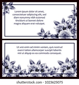 Vintage delicate invitation with flowers for wedding, marriage, bridal, birthday, Valentine's day. Romantic vector illustration.