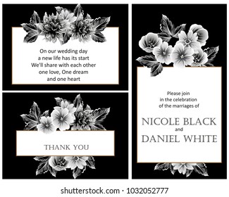 Vintage delicate invitation with flowers for wedding, marriage, bridal, birthday, Valentine's day. Romantic vector illustration.