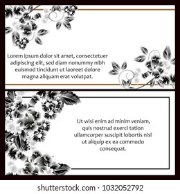 Vintage delicate invitation with flowers for wedding, marriage, bridal, birthday, Valentine's day. Romantic vector illustration.