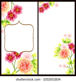 Vintage delicate invitation with flowers for wedding, marriage, bridal, birthday, Valentine's day. Romantic vector illustration.