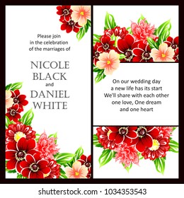 Vintage delicate invitation with flowers for wedding, marriage, bridal, birthday, Valentine's day. Romantic vector illustration.
