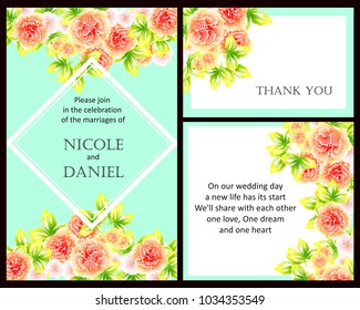 Vintage delicate invitation with flowers for wedding, marriage, bridal, birthday, Valentine's day. Romantic vector illustration.