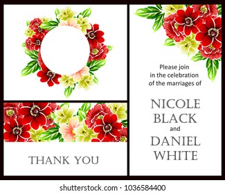 Vintage delicate invitation with flowers for wedding, marriage, bridal, birthday, Valentine's day. Romantic vector illustration.